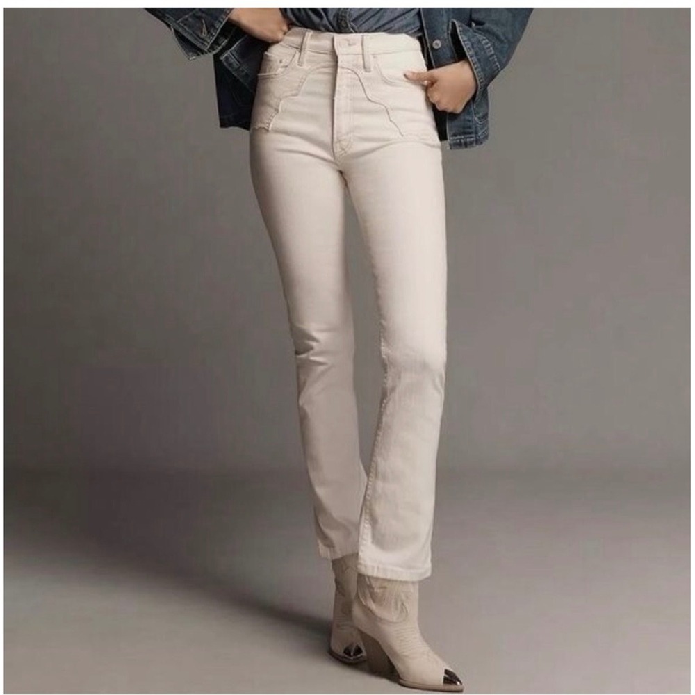 MOTHER The Buckle Bunny Rider Ankle Jeans Size 30 Act Natural Off White NEW
